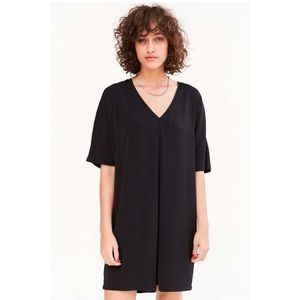 UO Silence + Noise Black Pleat Front Cocoon Dress